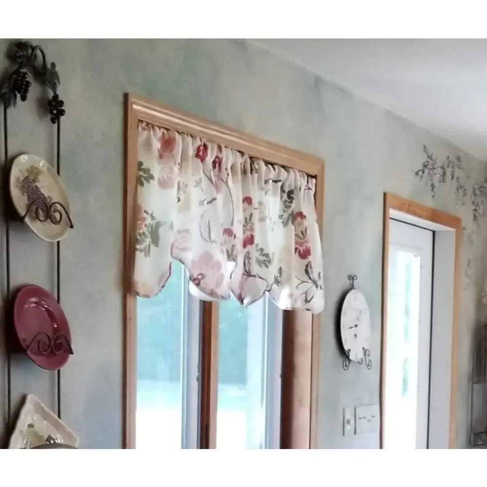 Vintage Valance Plaid Scalloped Window Treatments Kitchen Country Set 6 Handmade